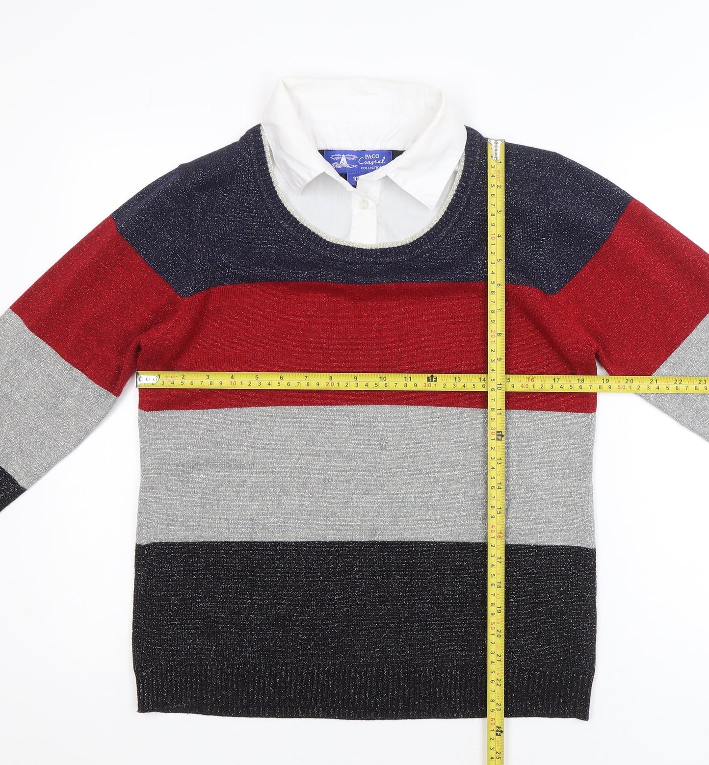 Paco Coastal Women’s Multicoloured Striped Knit Jumper Size 10