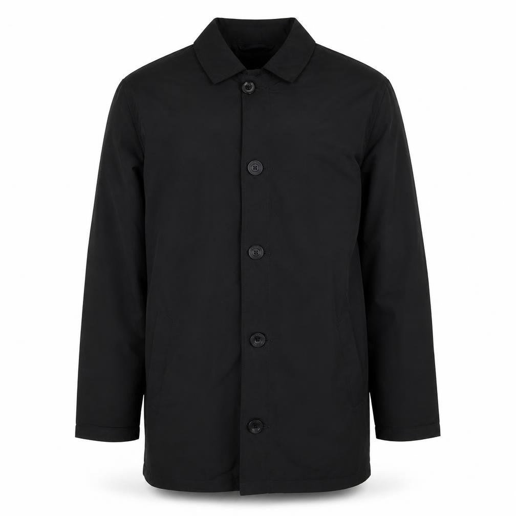 French Connection Men's Black Mid-Length Polyester Overcoat M