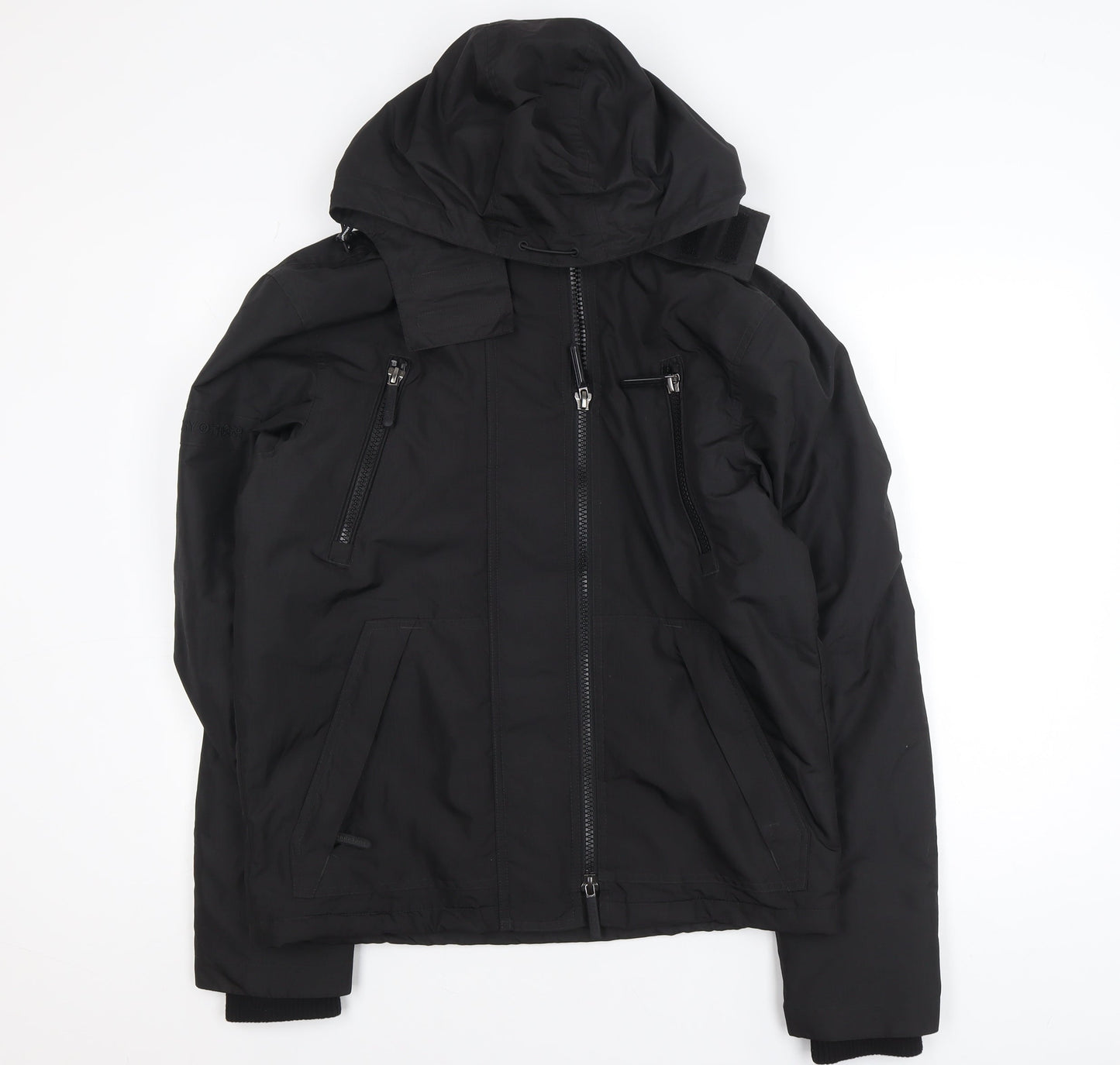 Superdry Men's Black M Puffer Jacket Hooded Waterproof Windproof