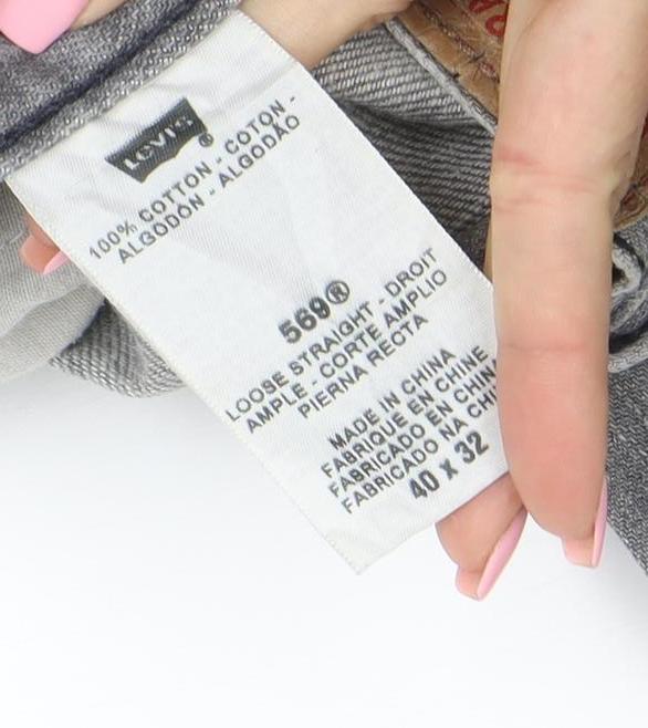 Levi's 569 Men's Grey Straight Fit Denim Jeans 40x32 Regular
