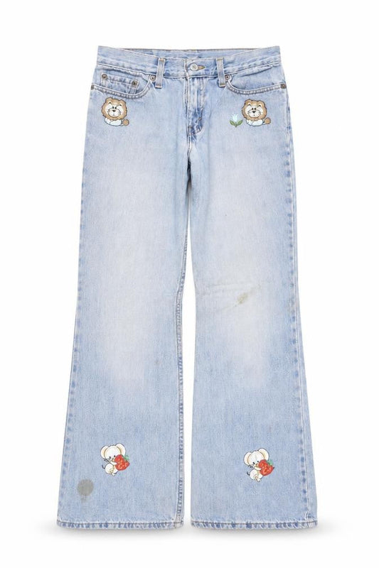 Levi's 514 Womens Light Blue Flared Jeans Size 4 Low Rise Denim