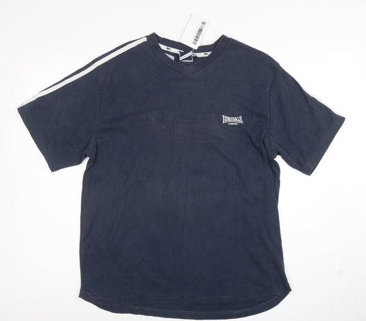 Lonsdale Men’s Blue Crew Neck Short Sleeve Cotton T-Shirt M