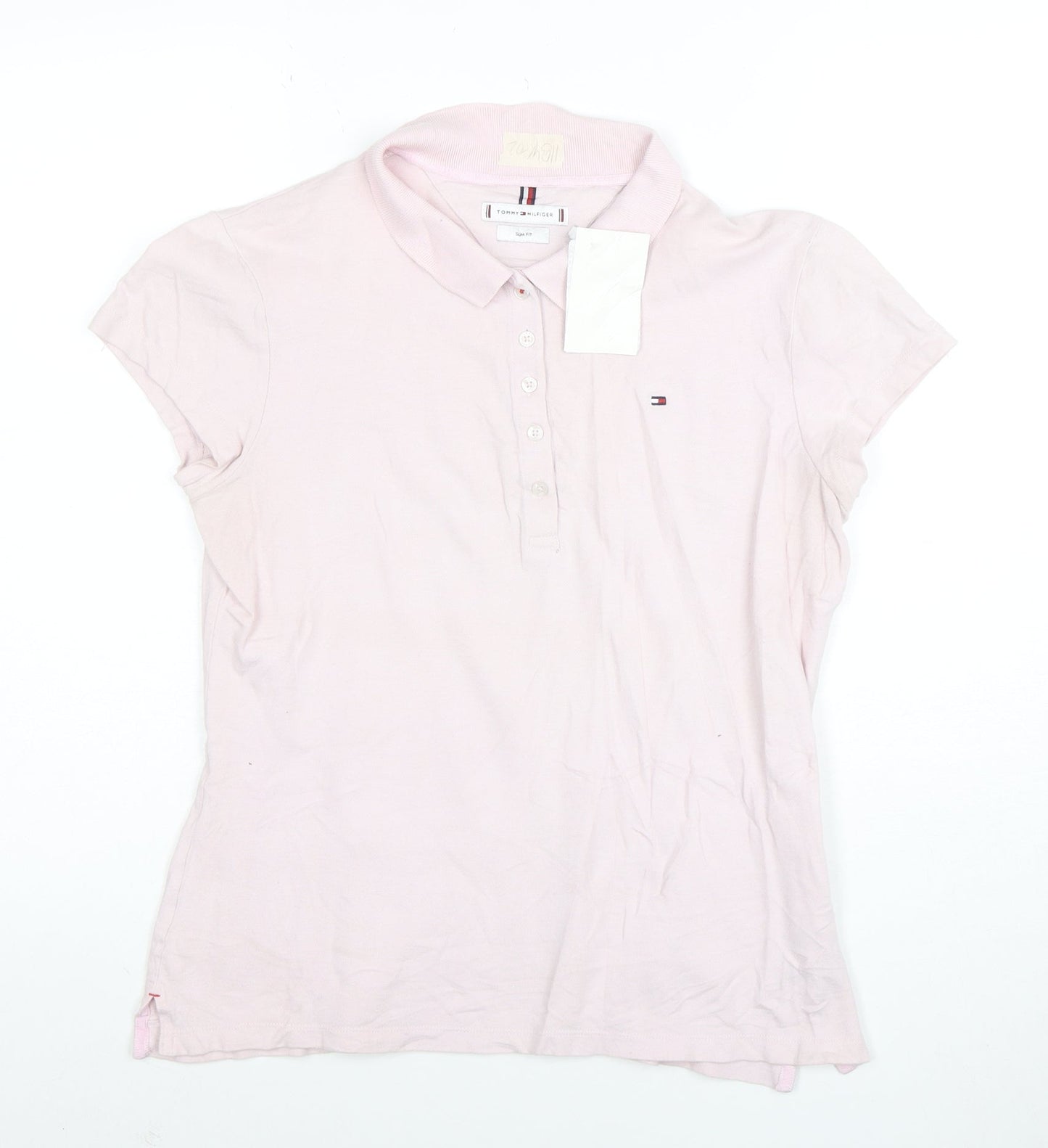 Tommy Hilfiger Women's Pink Slim Fit Cotton Polo Shirt XL