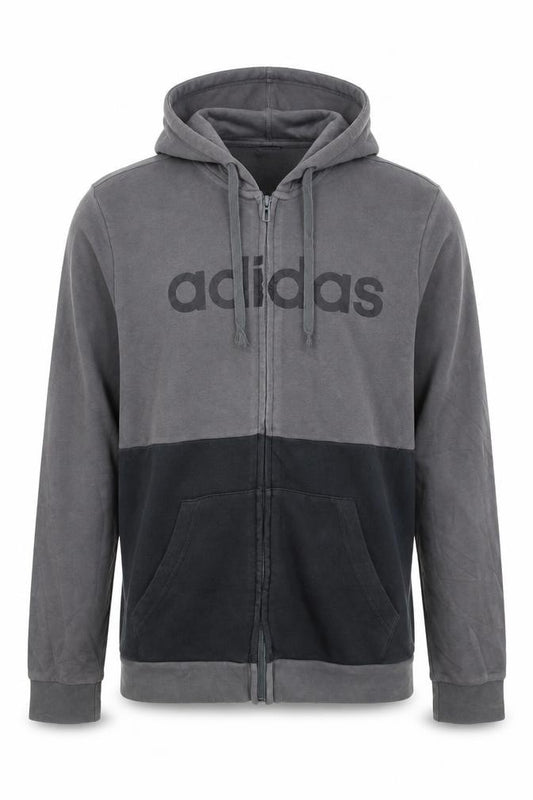 Adidas Mens Grey Full Zip Logo Hoodie Size L
