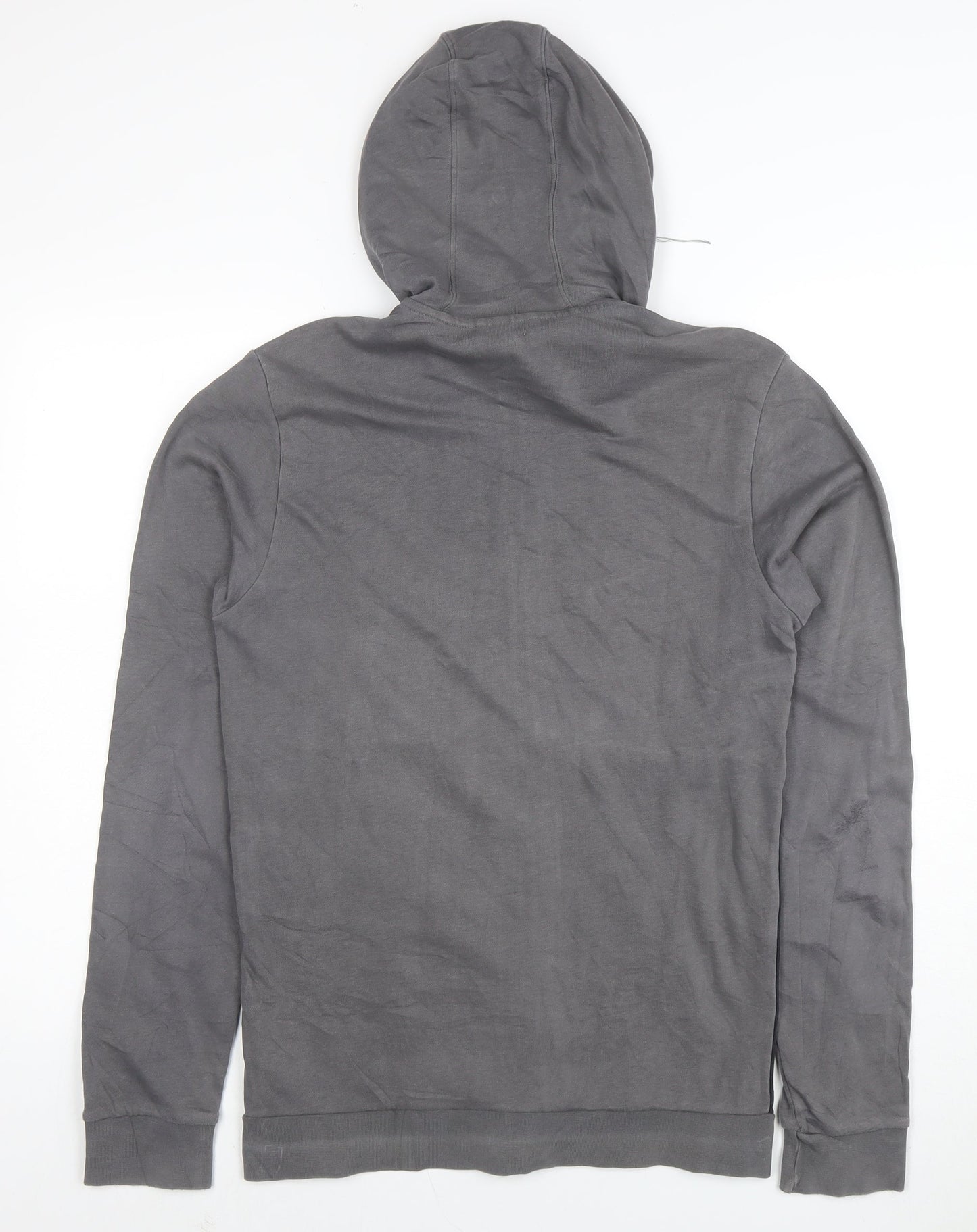Adidas Mens Grey Full Zip Logo Hoodie Size L