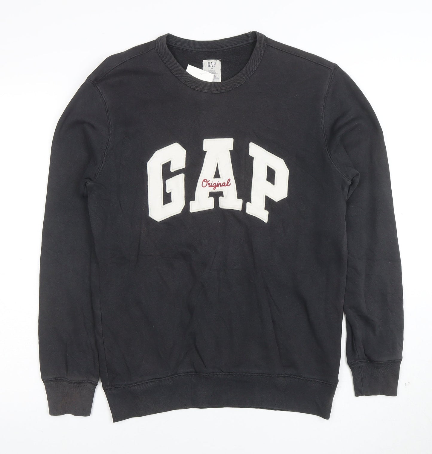GAP Men's Black XS Pullover Logo Sweatshirt Crew Neck Cotton Blend