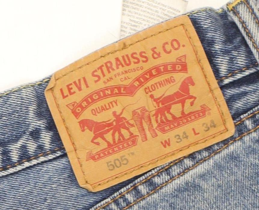 Levi Strauss & Co Men's Blue 505 Straight Denim Jeans W34 L34