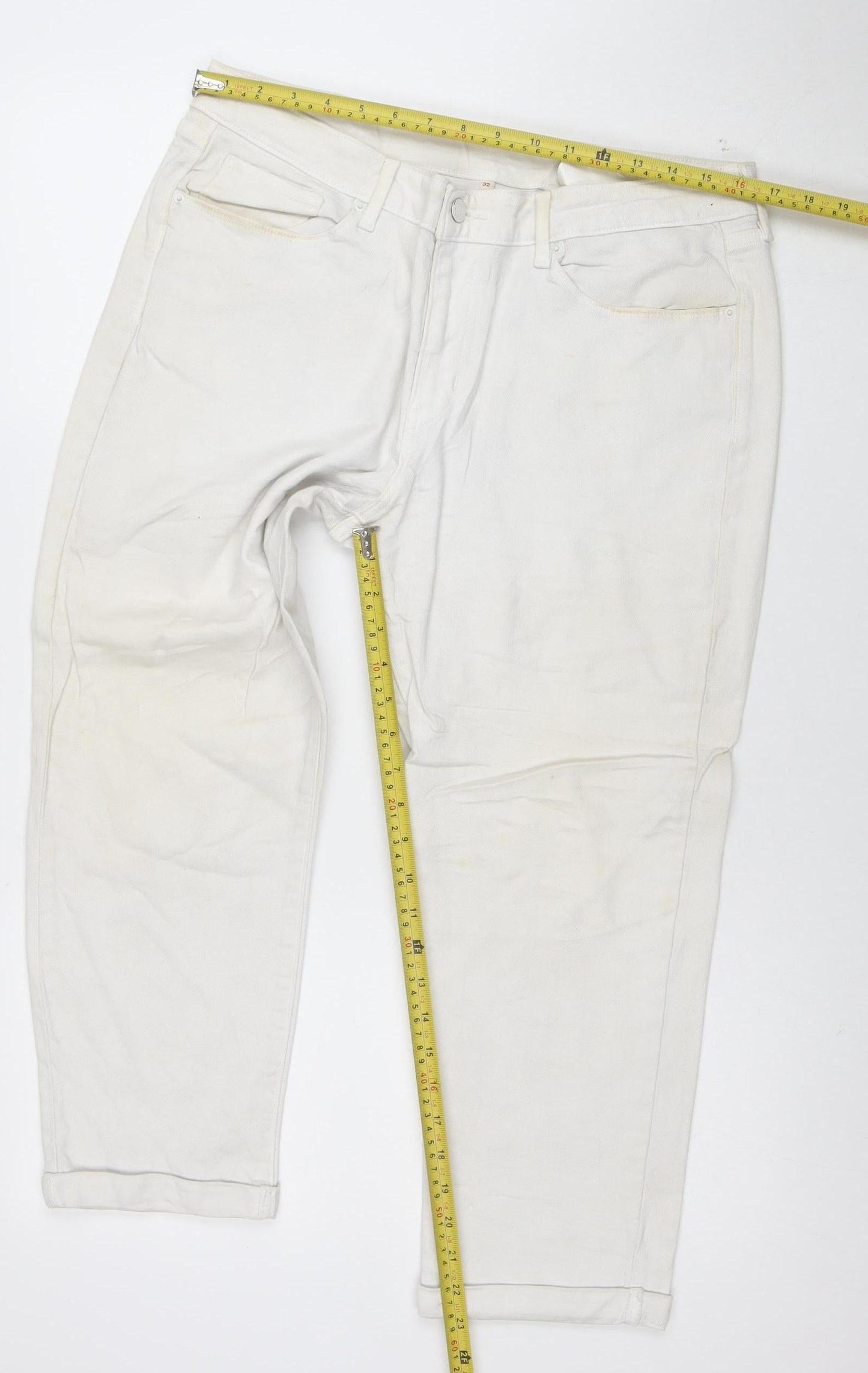 Levi Strauss & Co. Men's White Straight Denim Jeans Size 32 Regular