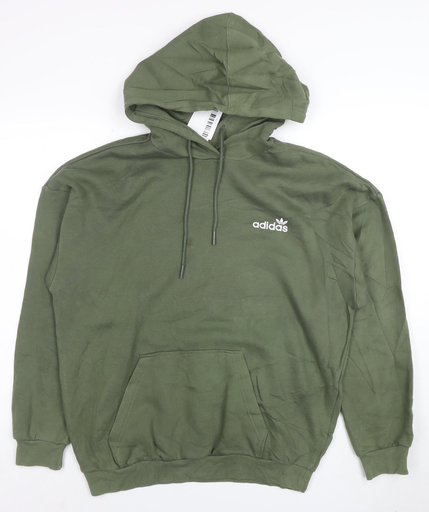 Adidas Women’s Green Pullover Hoodie Size 12 Cotton Logo Sweatshirt