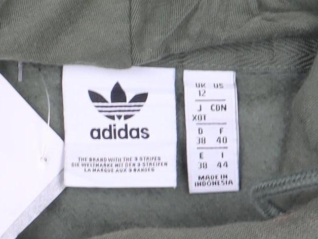 Adidas Women’s Green Pullover Hoodie Size 12 Cotton Logo Sweatshirt