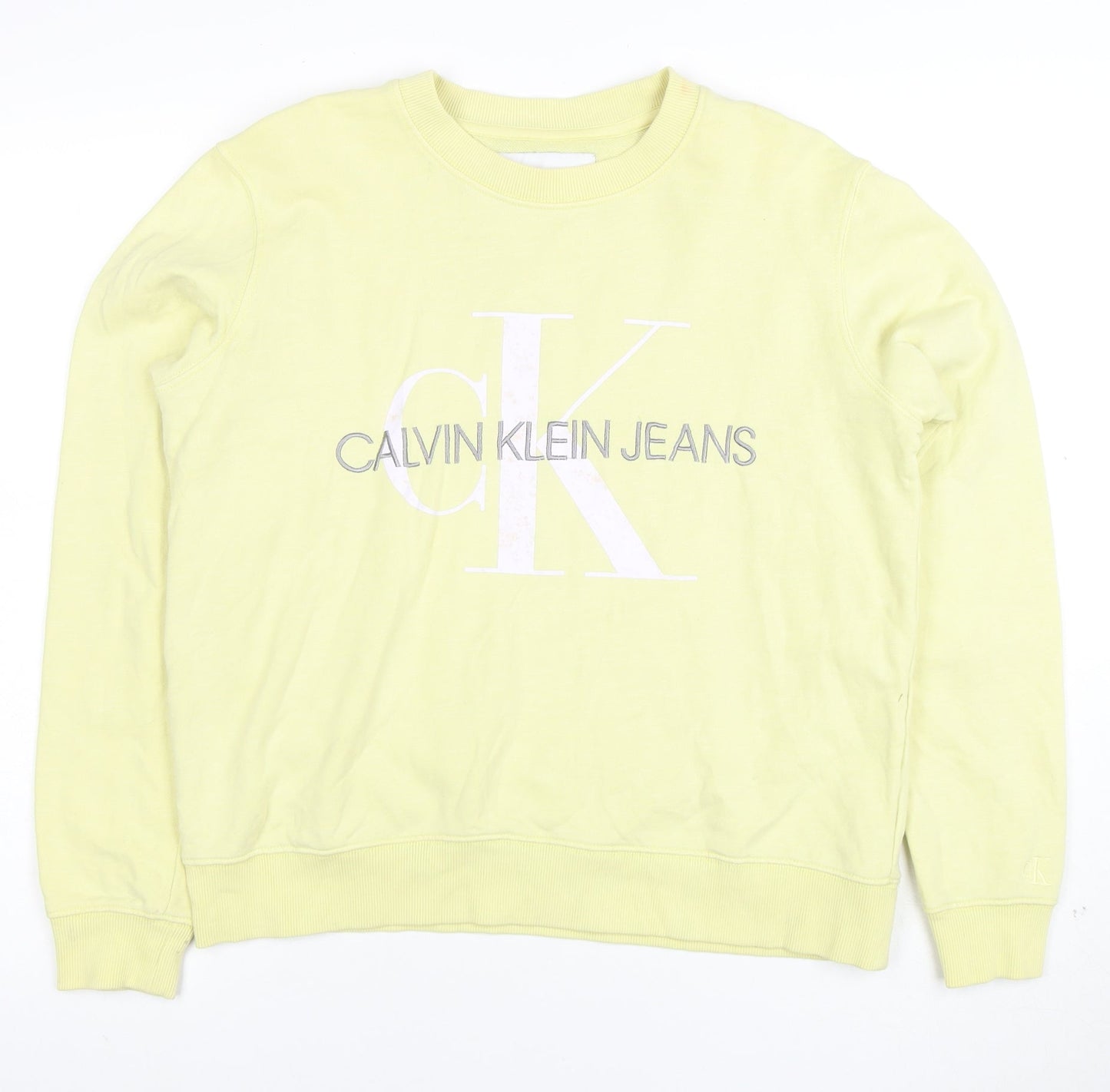 Calvin Klein Jeans Men’s Yellow Logo Sweatshirt Small Regular Fit