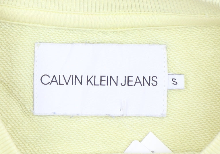 Calvin Klein Jeans Men’s Yellow Logo Sweatshirt Small Regular Fit