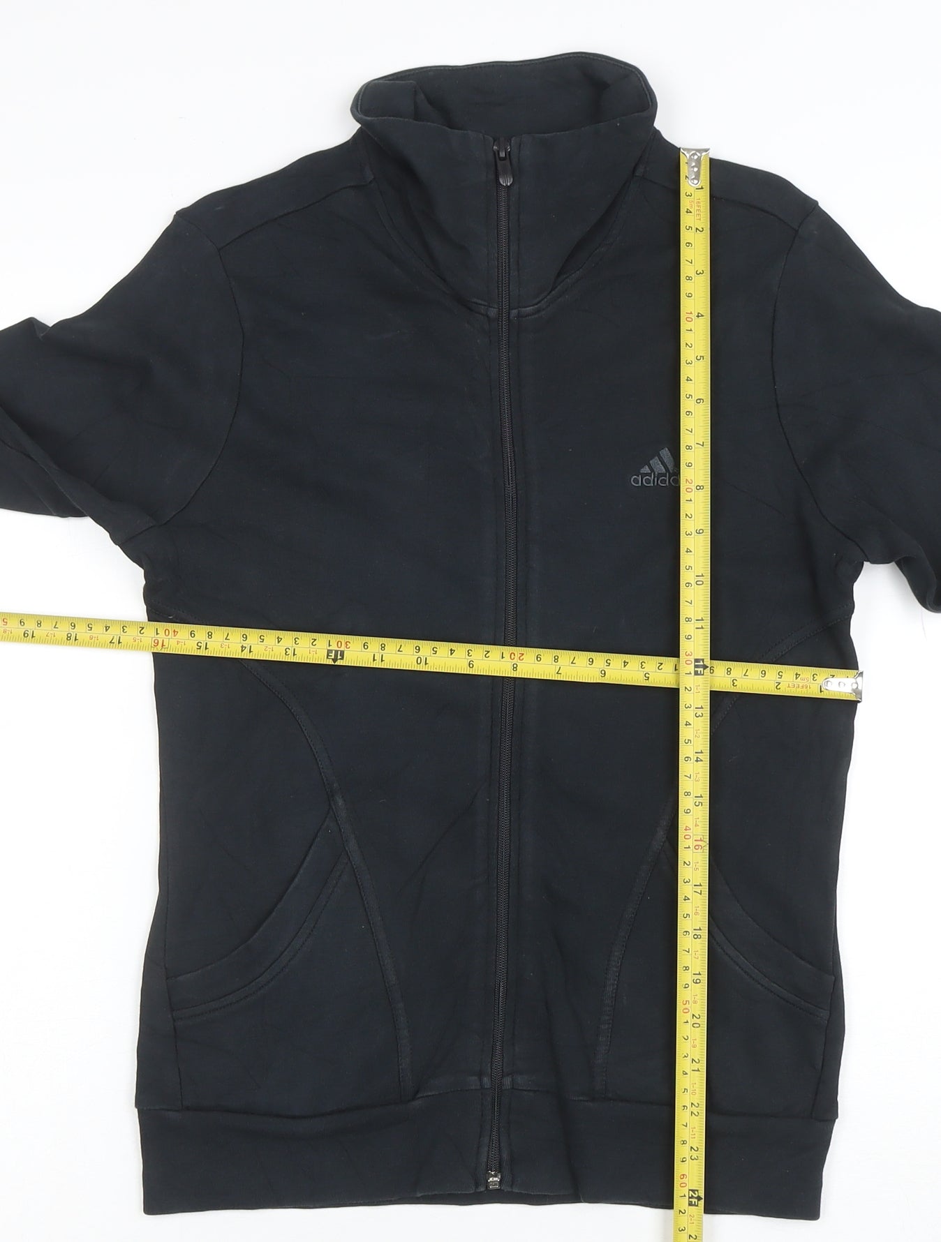 Adidas Women's Black Full Zip Sweatshirt Size 12 Cotton Blend