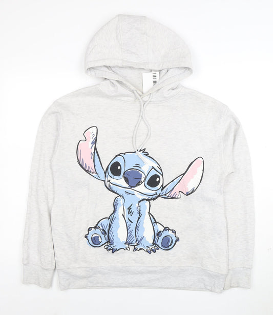 Disney Women's Grey Stitch Hoodie Size S Pullover Hooded Sweatshirt