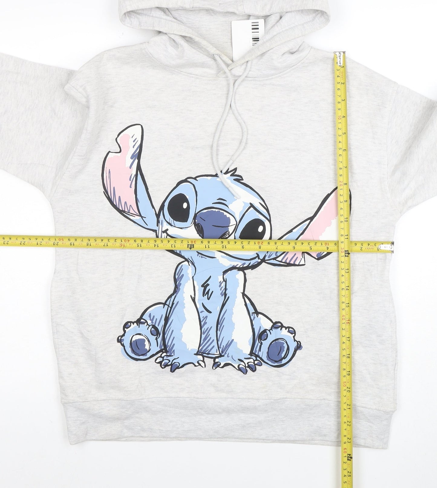 Disney Women's Grey Stitch Hoodie Size S Pullover Hooded Sweatshirt