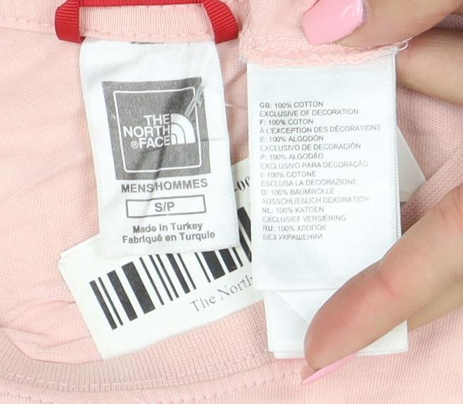 The North Face Men's Pink Cotton Crew Neck Short Sleeve T-Shirt S