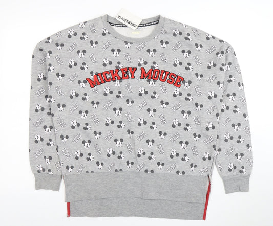 Disney Women Grey Mickey Mouse Pullover Sweatshirt Size S