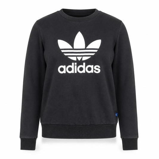 Adidas Women Black Crew Neck Logo Pullover Sweatshirt Size 8