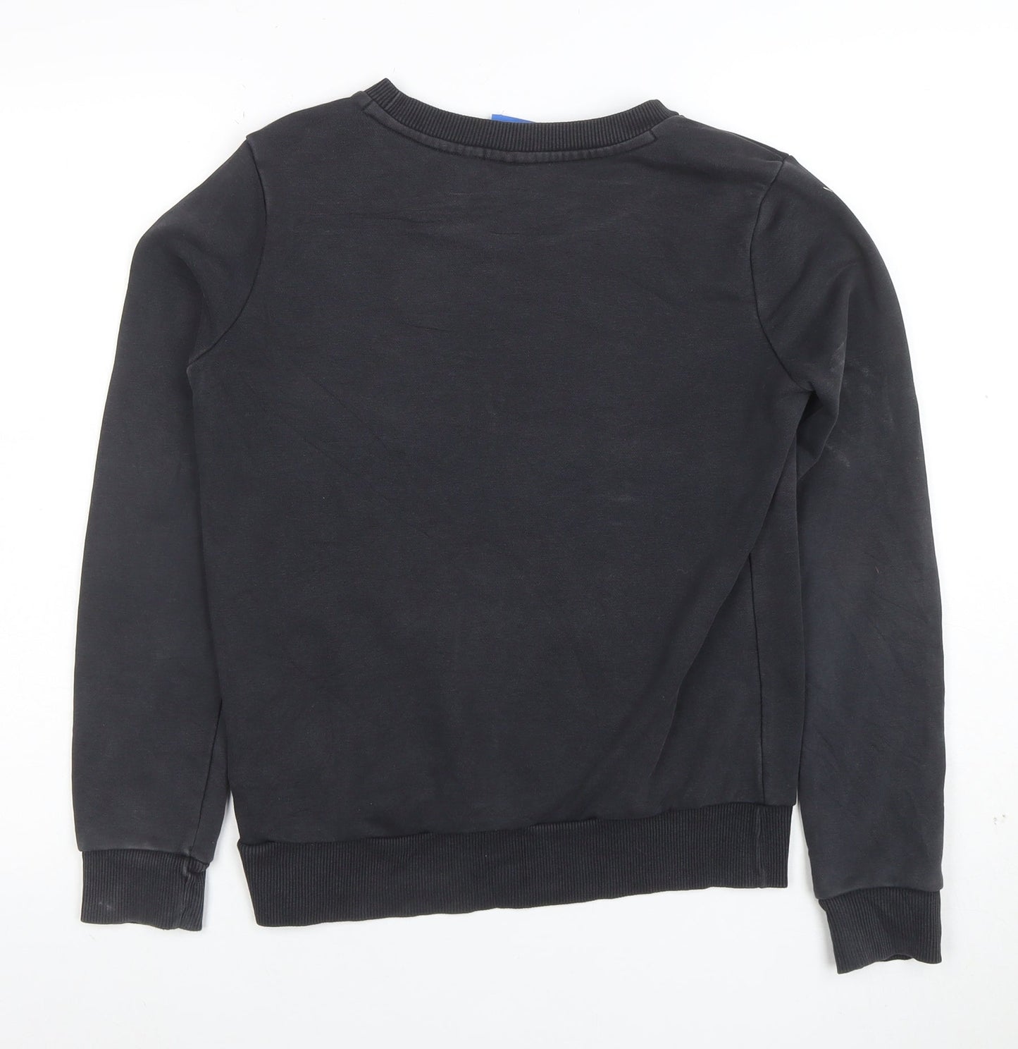 Adidas Women Black Crew Neck Logo Pullover Sweatshirt Size 8