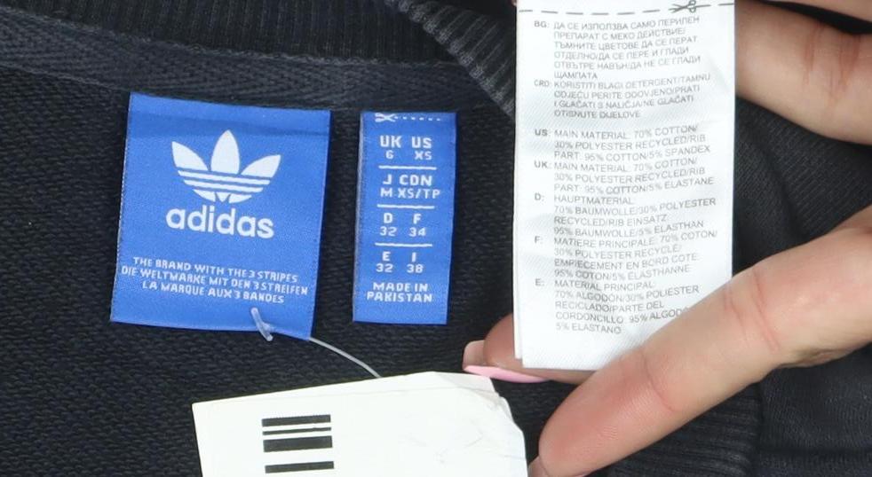 Adidas Women Black Crew Neck Logo Pullover Sweatshirt Size 8