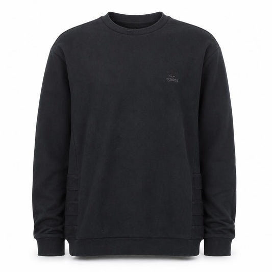 Adidas Men Black L Pullover Sweatshirt Regular Fit Crew Neck