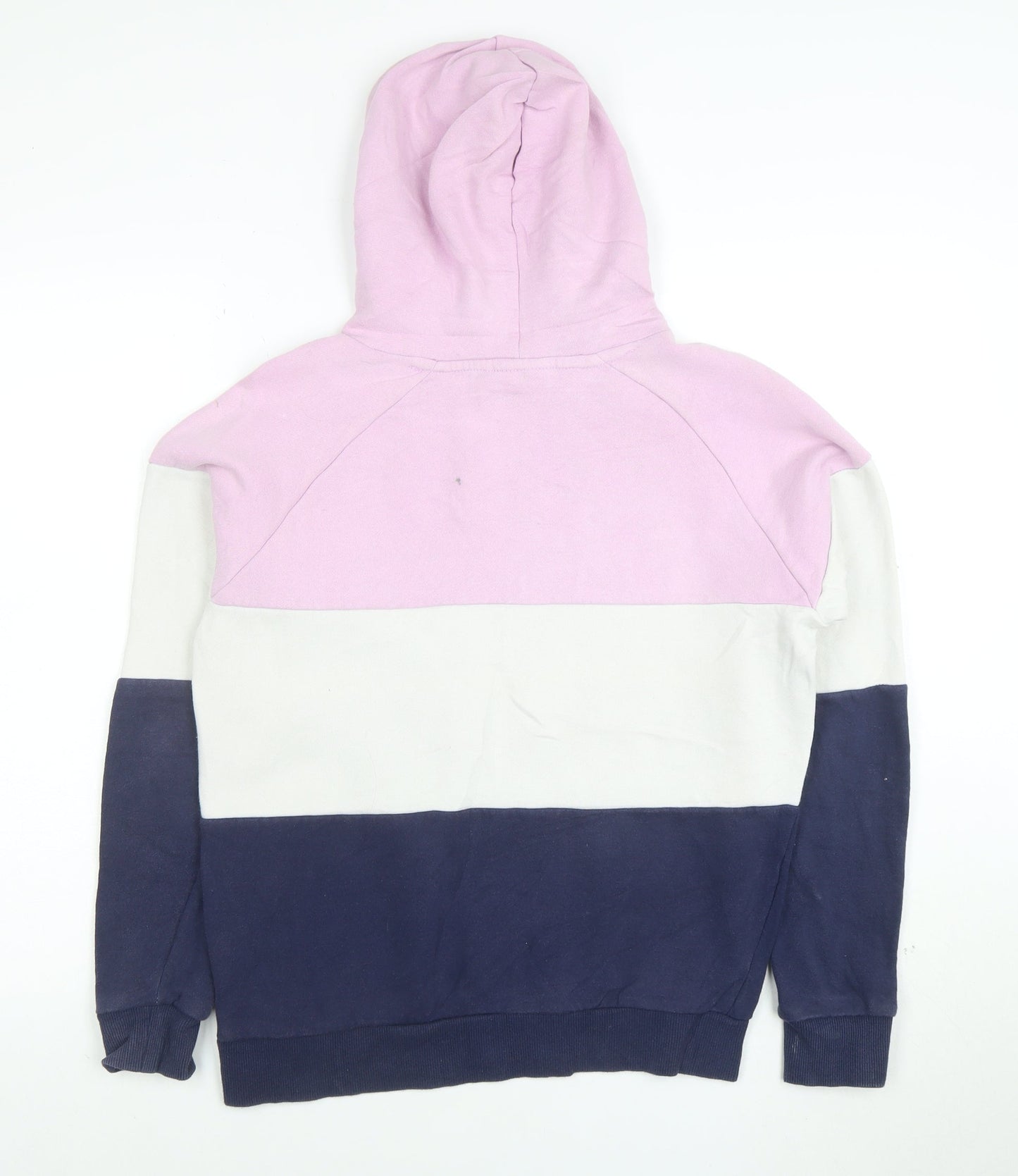 Fila Women’s Pink White Navy Pullover Hoodie XS Colourblock Cotton Blend
