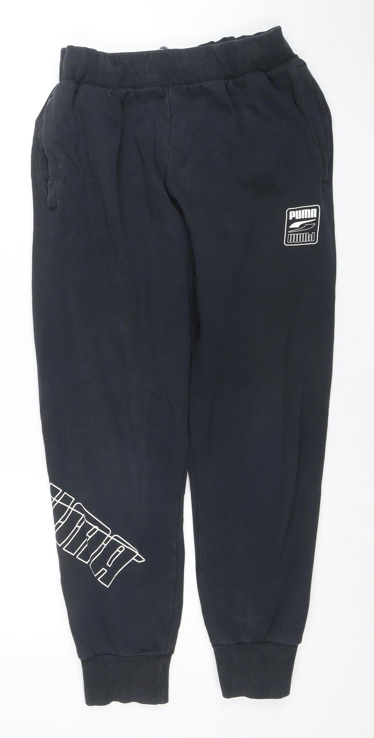 Puma Men’s Black Jogger Sweatpants Size M Fleece Tapered Fit