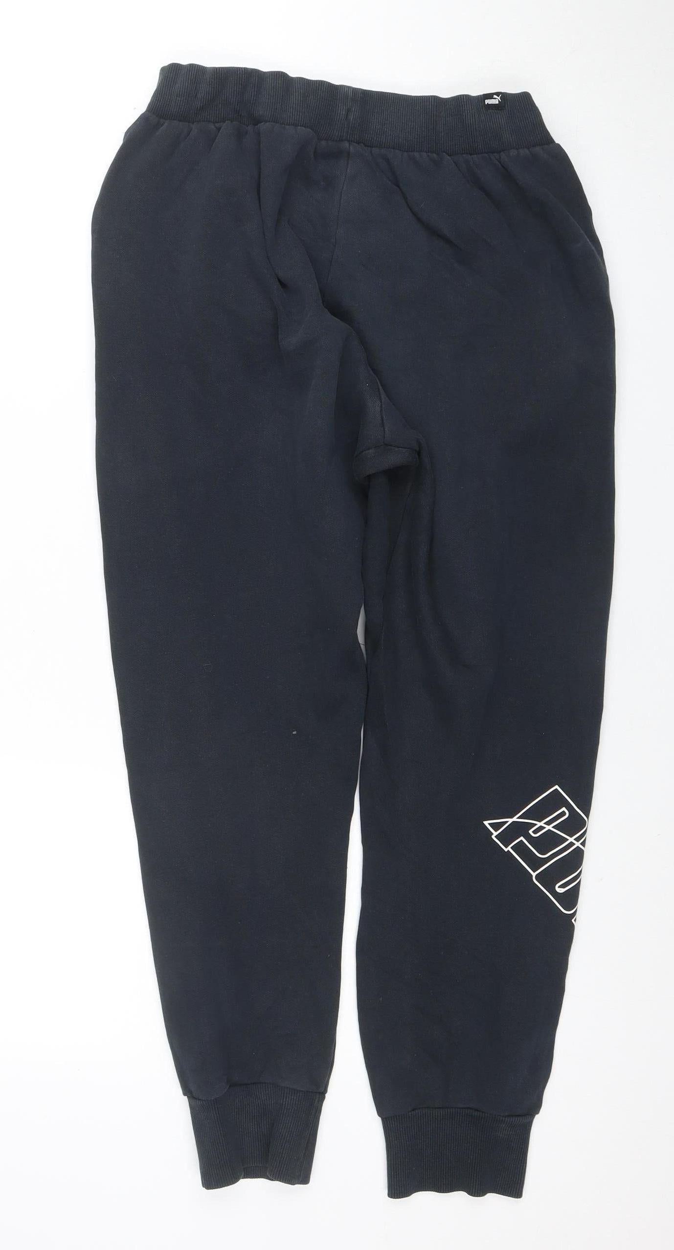 Puma Men’s Black Jogger Sweatpants Size M Fleece Tapered Fit