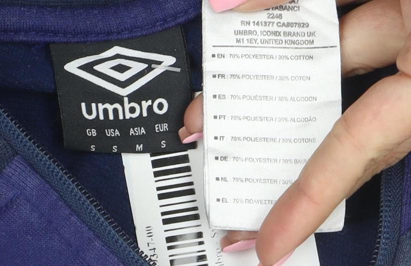 Umbro Men's Blue 1/4 Zip Sports Sweatshirt Size S