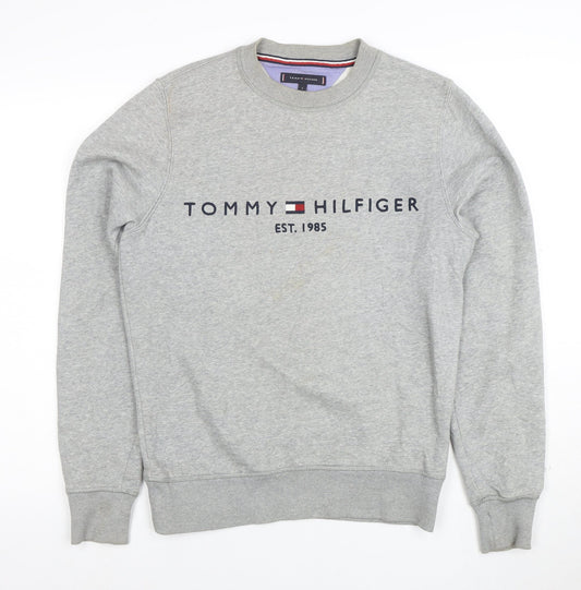 Tommy Hilfiger Men's Grey Logo Crew Neck Sweatshirt Size S