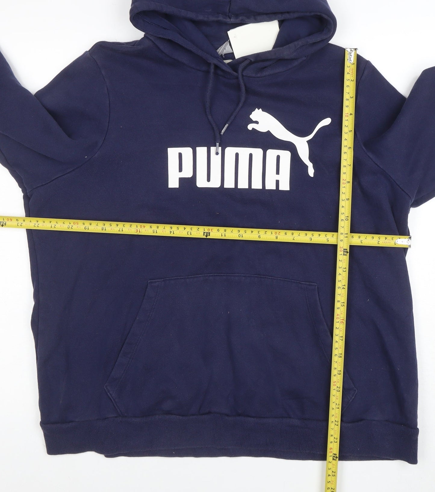 Puma Womens Navy Blue Pullover Hoodie Size XL Cotton Blend