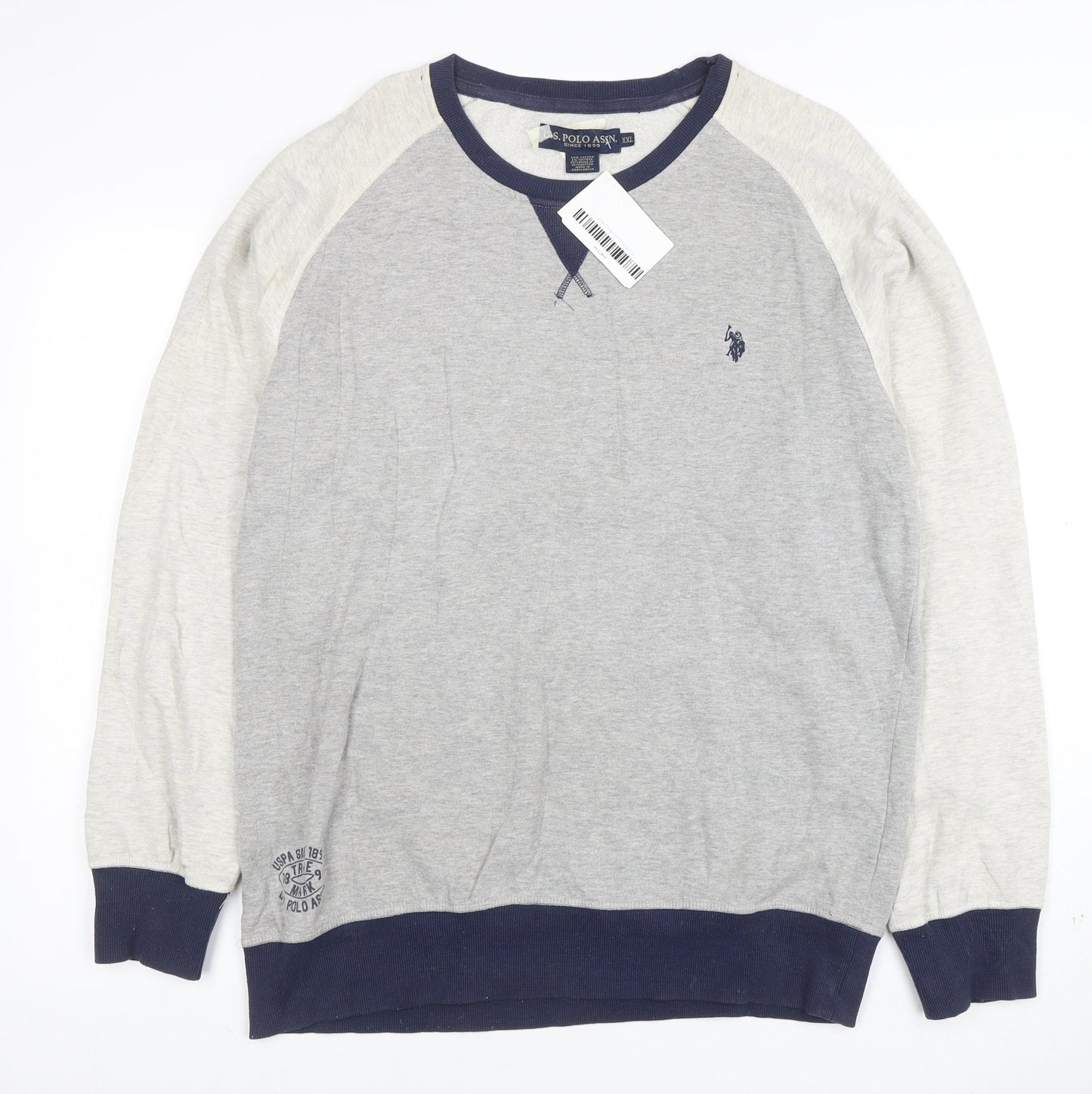 U.S. Polo Assn. Men's Grey Sweatshirt XXL Crew Neck Cotton Blend