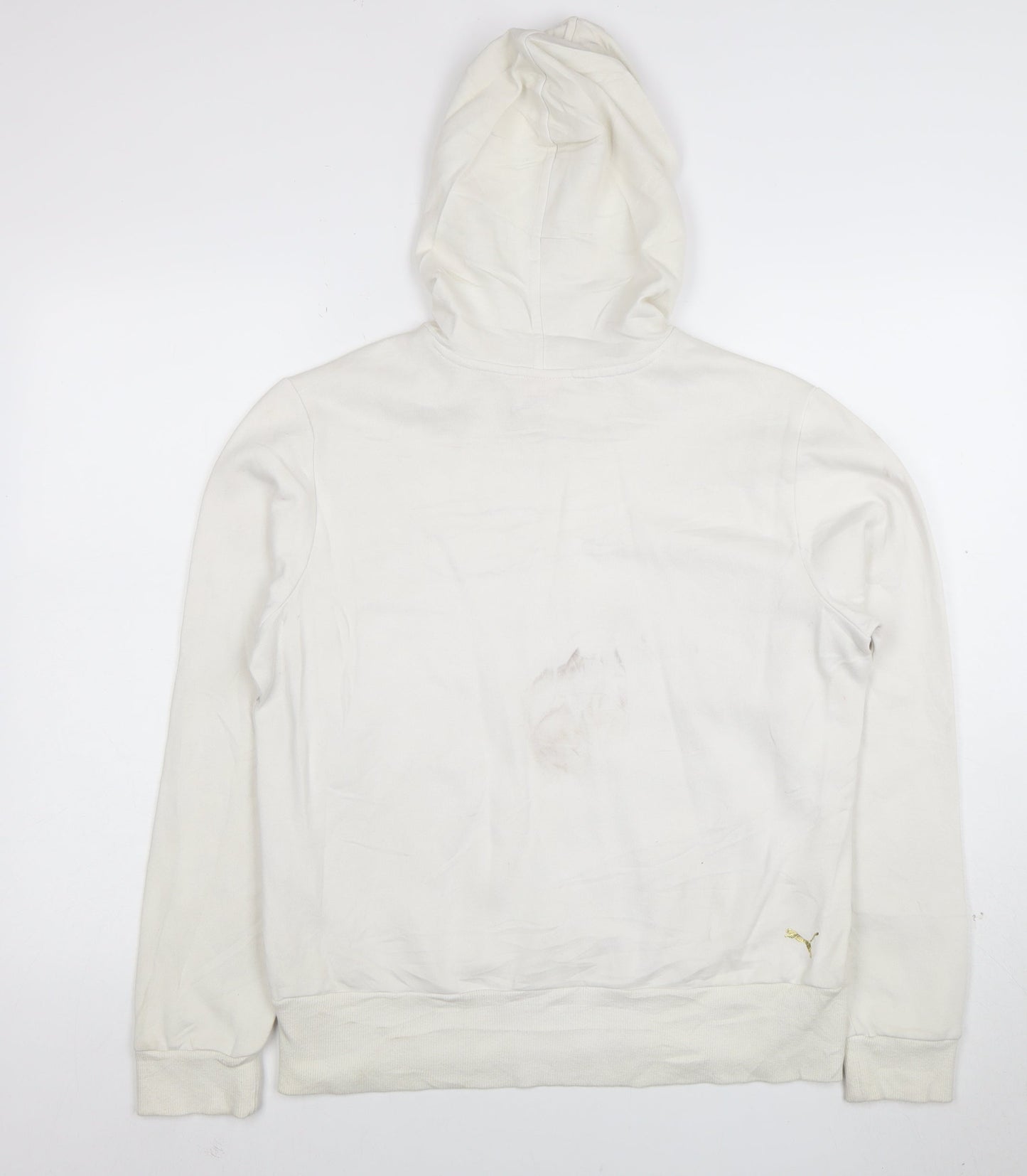 Puma Womens White Pullover Hoodie Size 16 Cotton Blend Casual