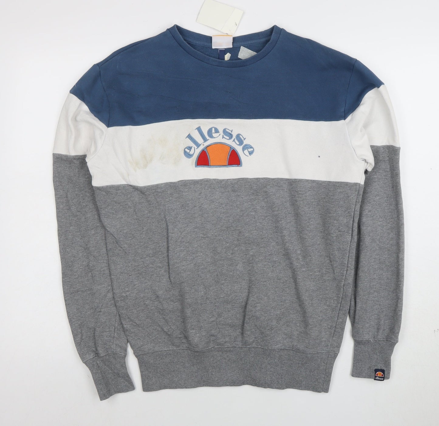 Ellesse Men’s Blue White Grey Colour Block Sweatshirt M Regular Fit