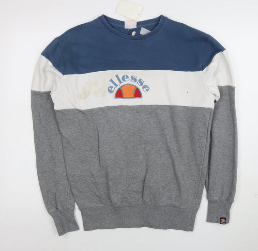 Ellesse Men’s Blue White Grey Colour Block Sweatshirt M Regular Fit