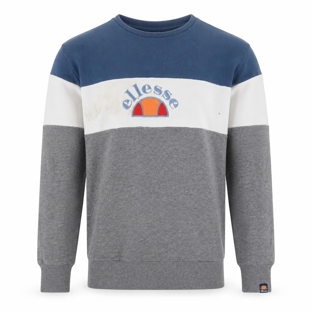 Ellesse Men’s Blue White Grey Colour Block Sweatshirt M Regular Fit