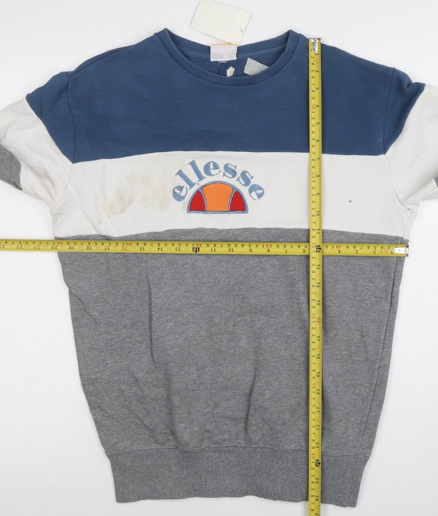 Ellesse Men’s Blue White Grey Colour Block Sweatshirt M Regular Fit