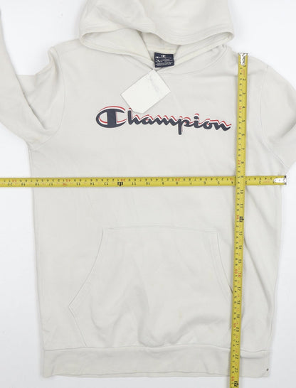 Champion Womens Beige Pullover Hoodie XL Graphic Print Cotton Blend