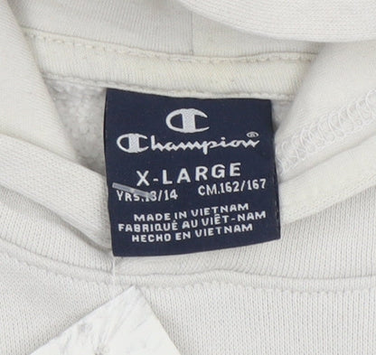 Champion Womens Beige Pullover Hoodie XL Graphic Print Cotton Blend