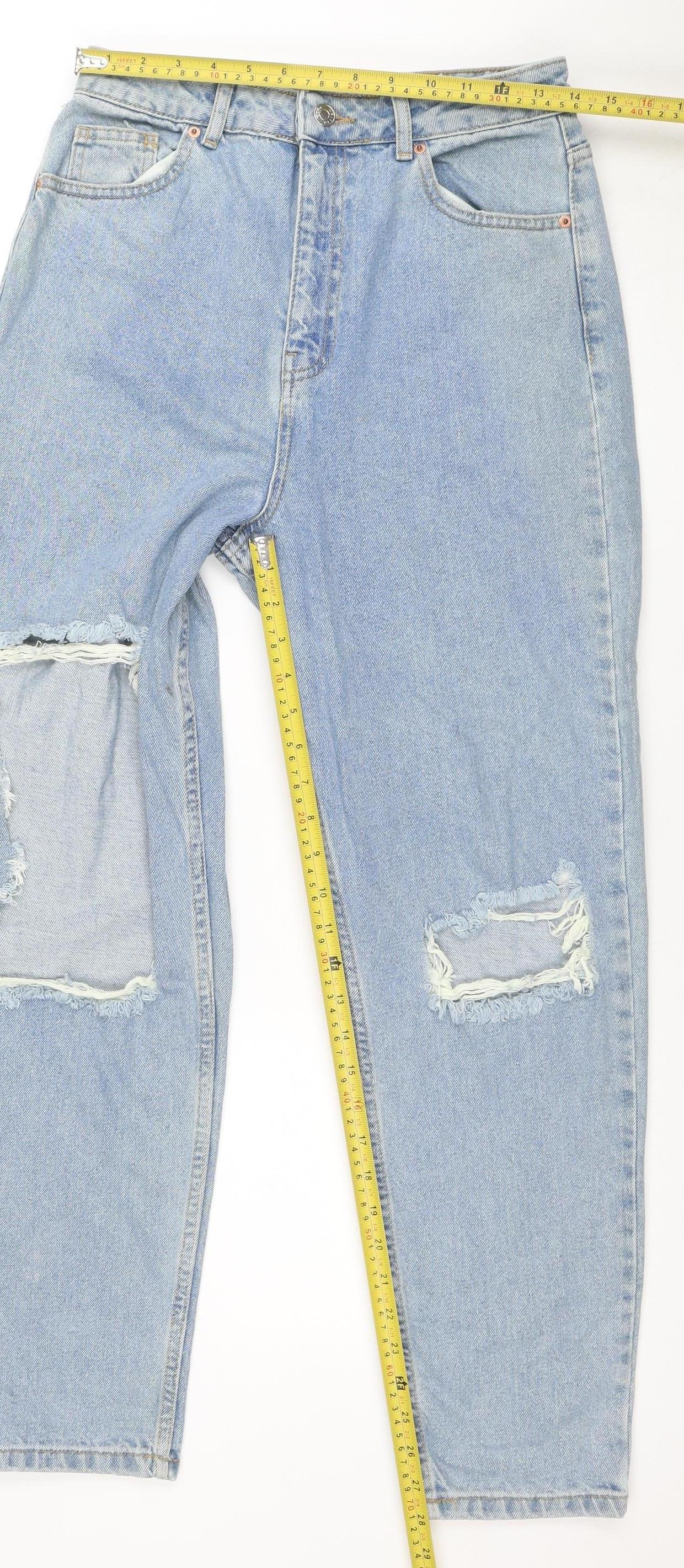 ASOS DESIGN Women’s Blue Mom Jeans Size 10 High Waist Distressed Denim
