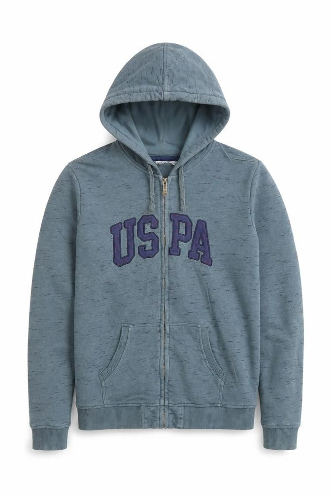 U.S. Polo Assn. Men's Blue Full Zip Hoodie Size L