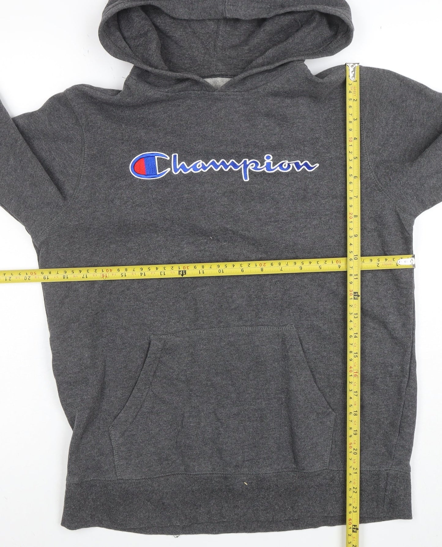 Champion Men's Grey XL Pullover Hoodie Fleece Logo Sweatshirt