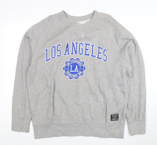The Stronghold Men's Grey Los Angeles Crew Neck Sweatshirt Size L