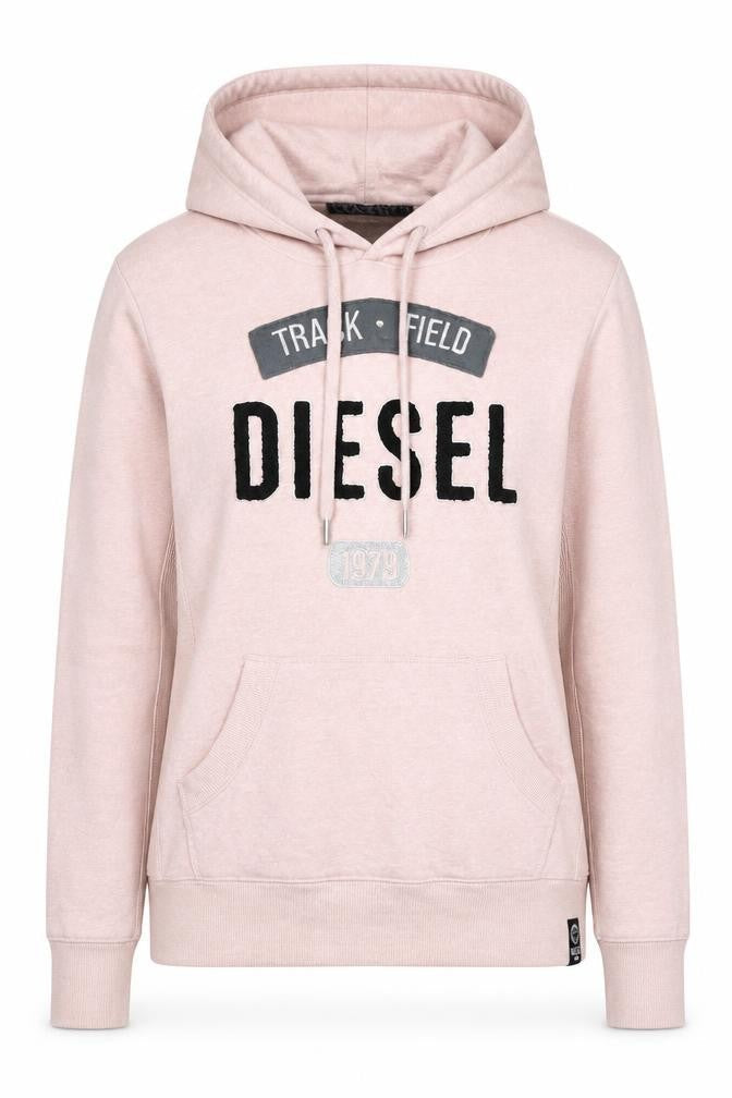 Diesel Womens Pink Pullover Hoodie Medium Cotton Blend Logo Casual