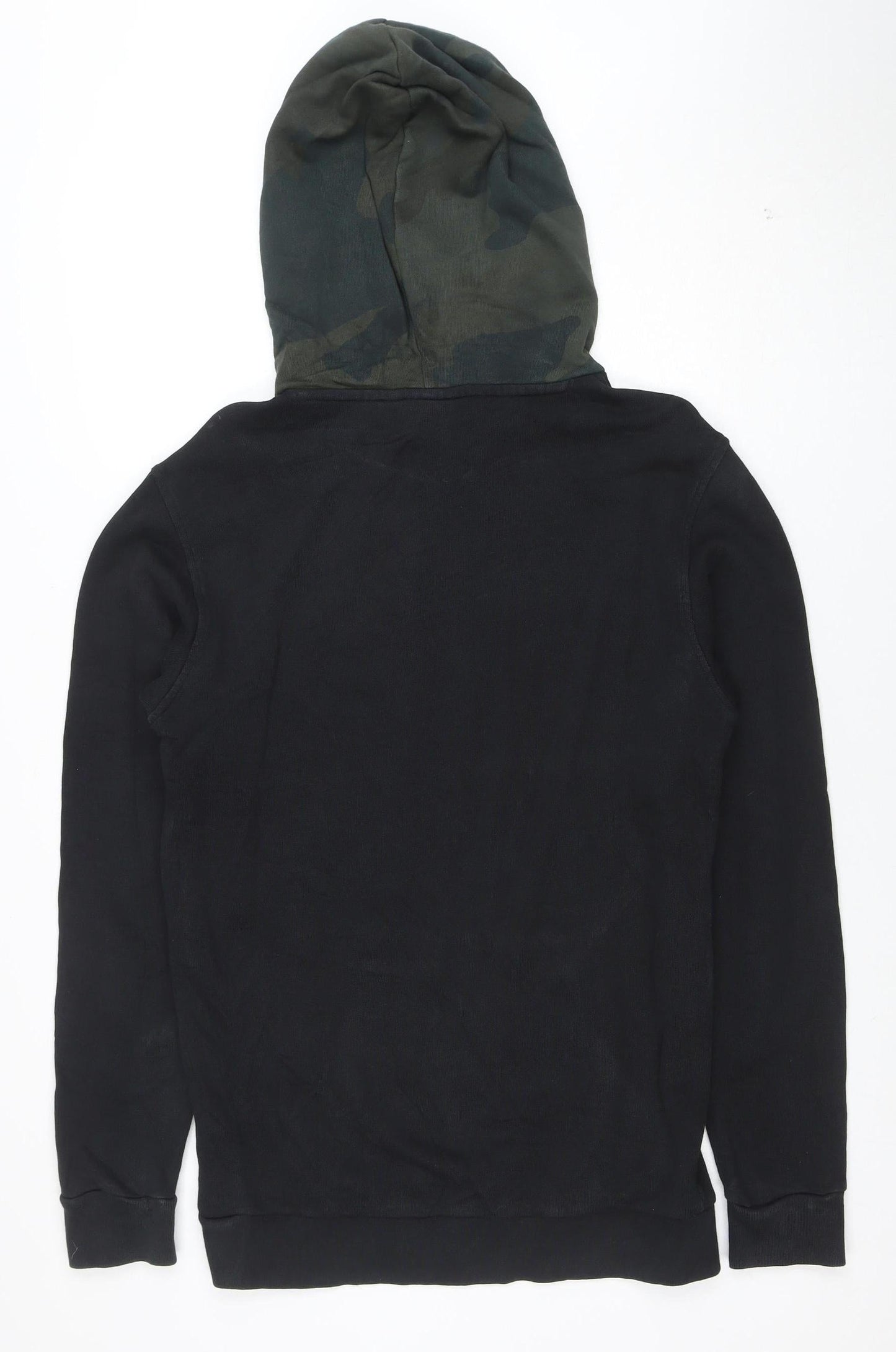 adidas Men's Black Pullover Hoodie S Camo Hood Graphic Logo Sweatshirt