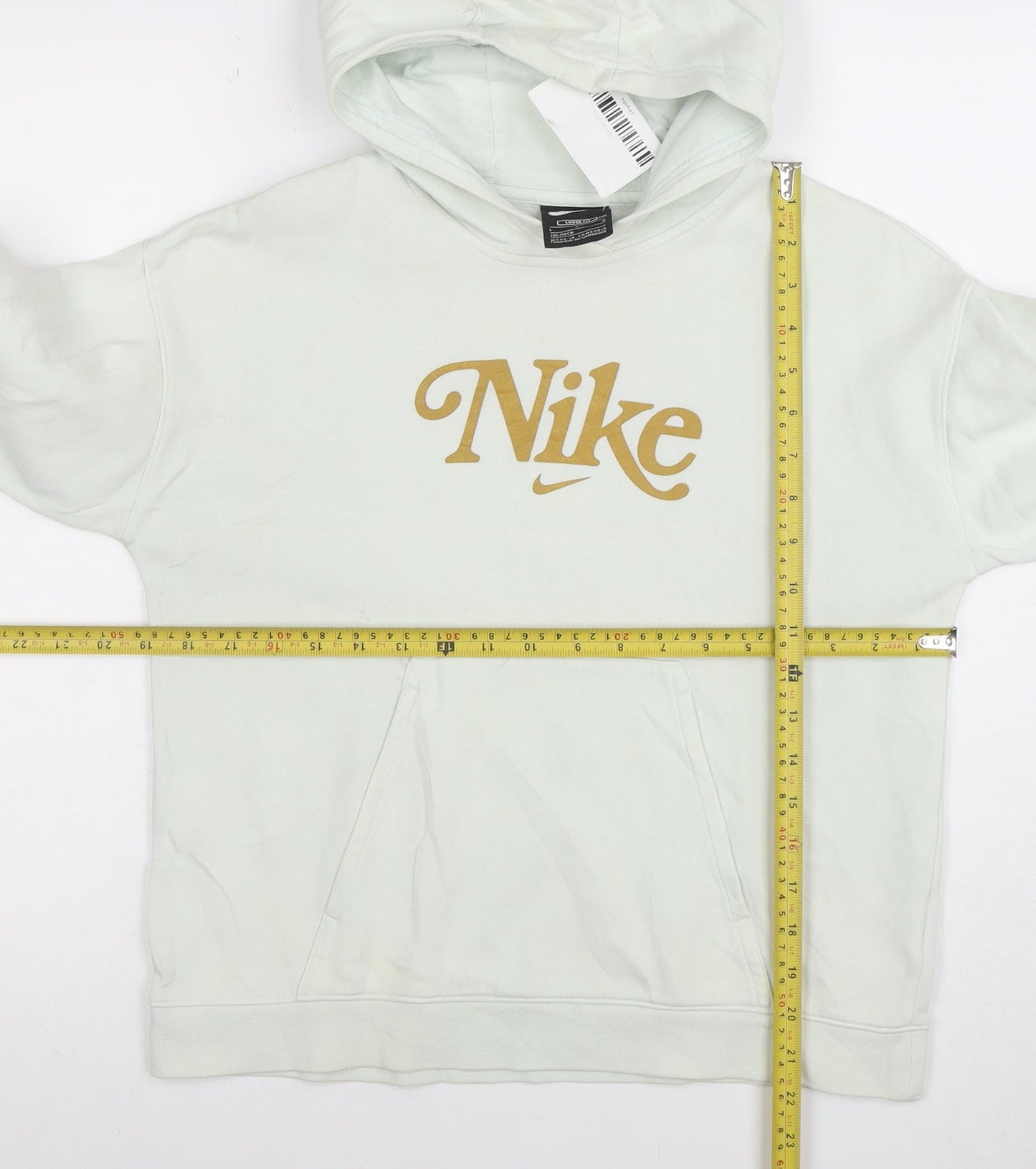 Nike Girls White Pullover Hoodie Loose Fit Size 146 Logo Sportswear