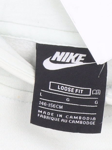 Nike Girls White Pullover Hoodie Loose Fit Size 146 Logo Sportswear