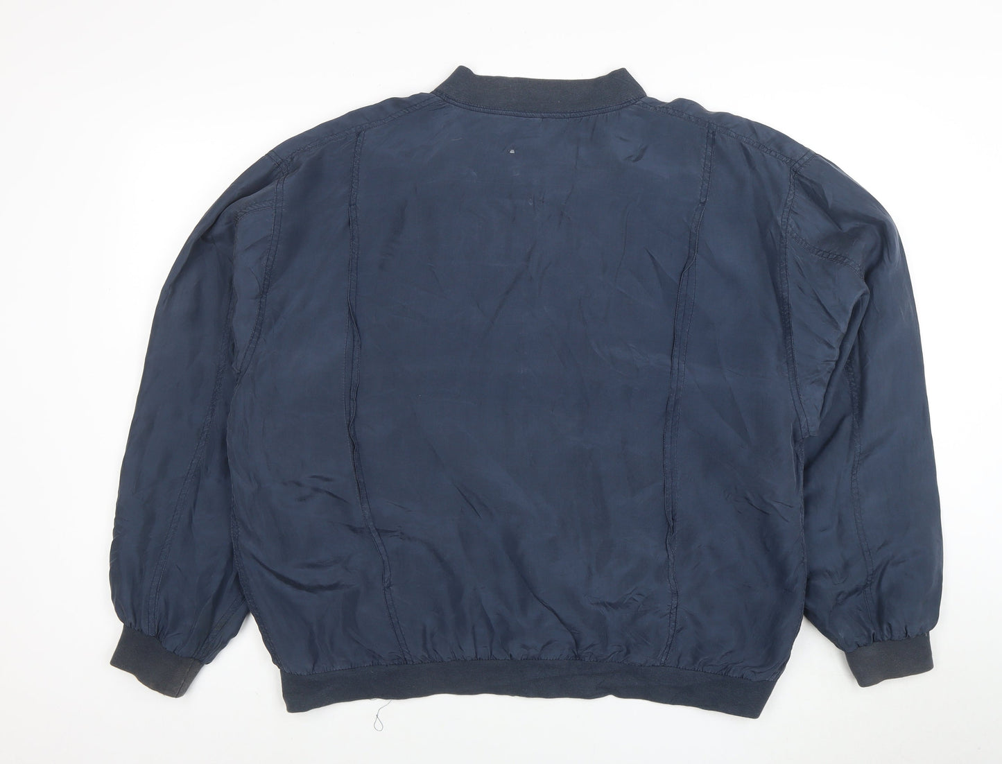 Silk by Southwest Men's Blue Silk Bomber Jacket L Casual Zip-Up