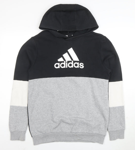 Adidas Men's Black XL Pullover Hoodie Grey Trim Sportswear