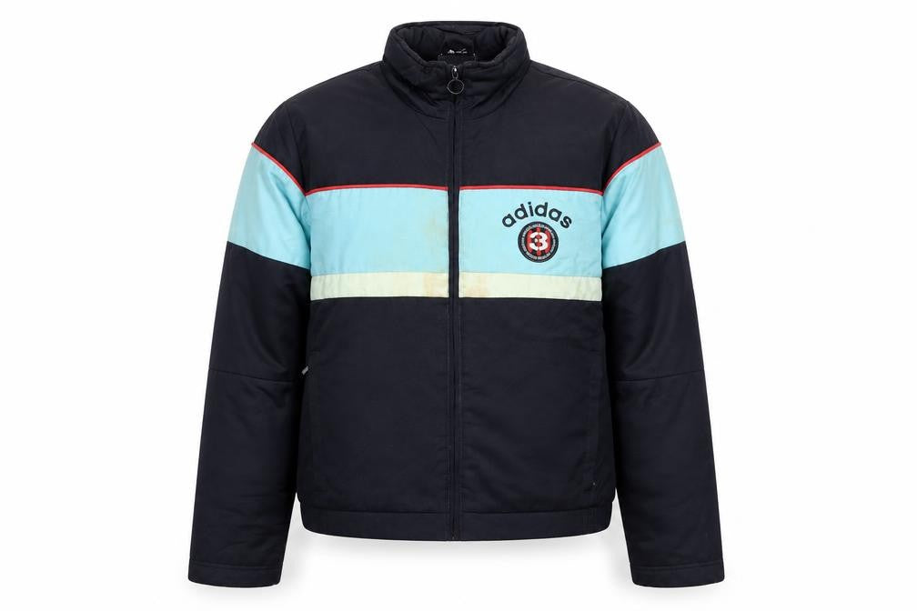 Adidas Men's Blue M Retro Bomber Jacket Full Zip Lined Sportswear